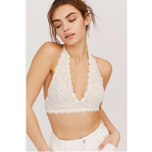 Intimately Free People Galloon Halter Ivory Lace Bralette